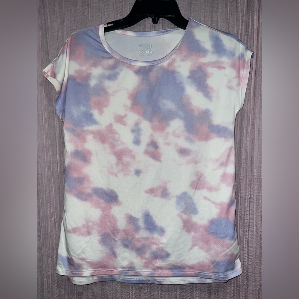 32 Degrees Pink and Purple Oversized Cap Sleeve Tee